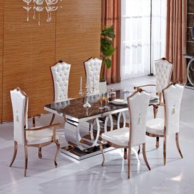 Francesca Modern Circle Base 8 Seater Metal Legs Dining Table Marble