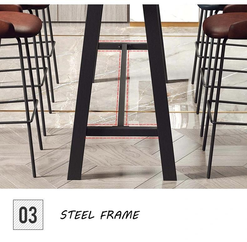 Modern Bar Furniture Sets Soild Wood Stainless Steel Dining Table