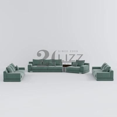 Sectional European Luxury Hotel Home Furniture Modern Style Living Room Green Fabric Sofa