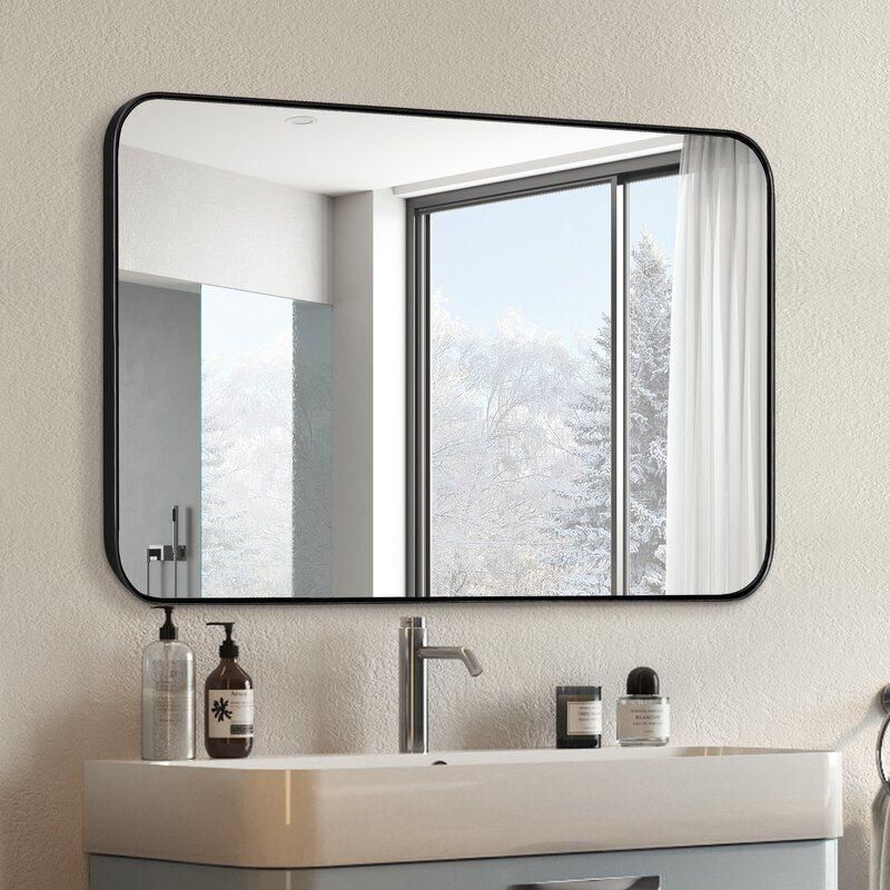 Black Rectangle Color Can Custome Metal Framed Mirror for Bathroom