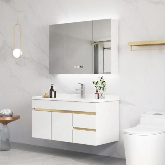 Modern Light Luxury Rock Plate Integrated Basin Bathroom Cabinet Wash Basin Washstand Combination Bathroom Cabinet Solid Wood Suit