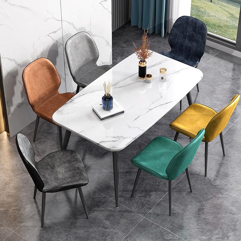 Modern Luxury Simple Style High Quality Dining Table Chairs Furniture Velvet PU Leather Dining Chair Leisure Dining Chairs