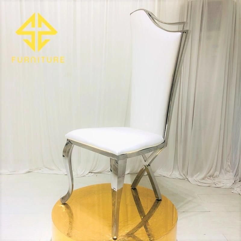 2021 Hot High Back Stainless Steel Dining Chair Hotel Furniture Wedding Events Chairs