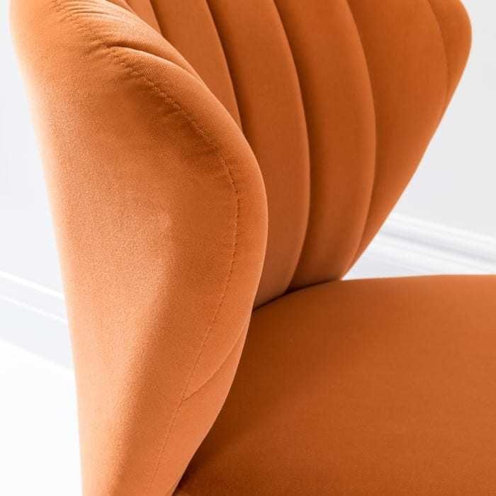 Kitchen Furniture Upholstered Cheap Dark Orange Velvet Shell Shape Dining Chairs