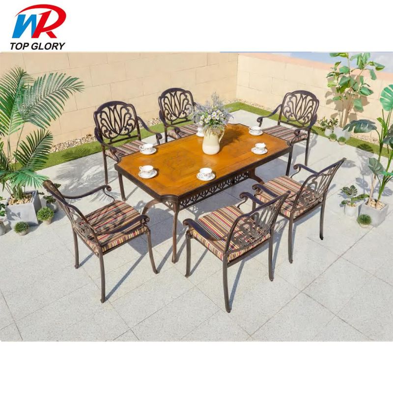 Hot Sale Modern Patio Dining Outdoor Garden Cast Aluminium Furniture Dining Table