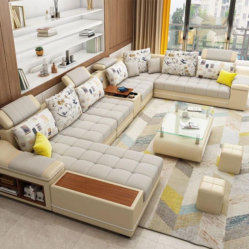 Big Corner Home Villa Hotel Lobby Comfortable Leather Sofa Sofa Set Furniture