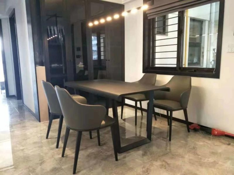 Chinese Unique Design Dt1502-16 Modern Diningroom Furniture Wooden Top Solid Base Dining Table