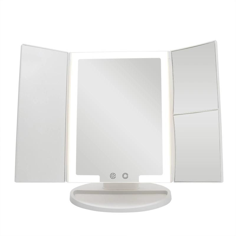 Beauty Salon Smart Trifold Vanity Mirror with Light for Makeup