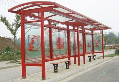 Bus Shelter Manufacturer Design Customized Modern Stainless Steel, Tempered Glass Waiting Pavilion for Bus Shelter