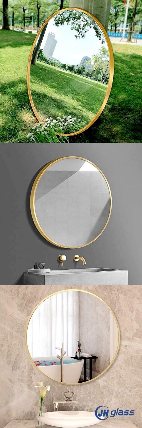 Large Circle Wall Mirror Gold Metal Framed Round Wall-Mounted Bathroom Mirror Hanging for Vanity, Bedroom, Living Room