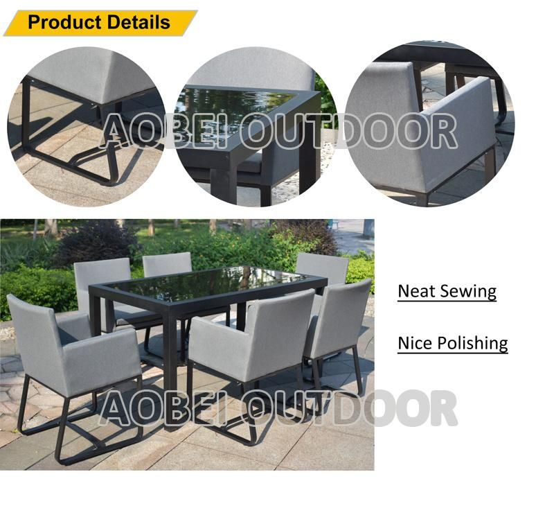 Outdoor Modern Garden Hotel Resort Cafe Restaurant Apartment Fabric 6 Seater Dining Furniture