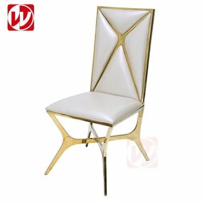 Cross-Back Design Golden Dining Chair Modern Banquet Restaurant Home Stainless Steel Furniture