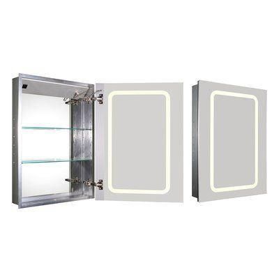 Vanity Bathroom or Living Room Single Door Surface LED Mirror Lighted Medicine Cabinet with Defogger with Left/Right Hinge