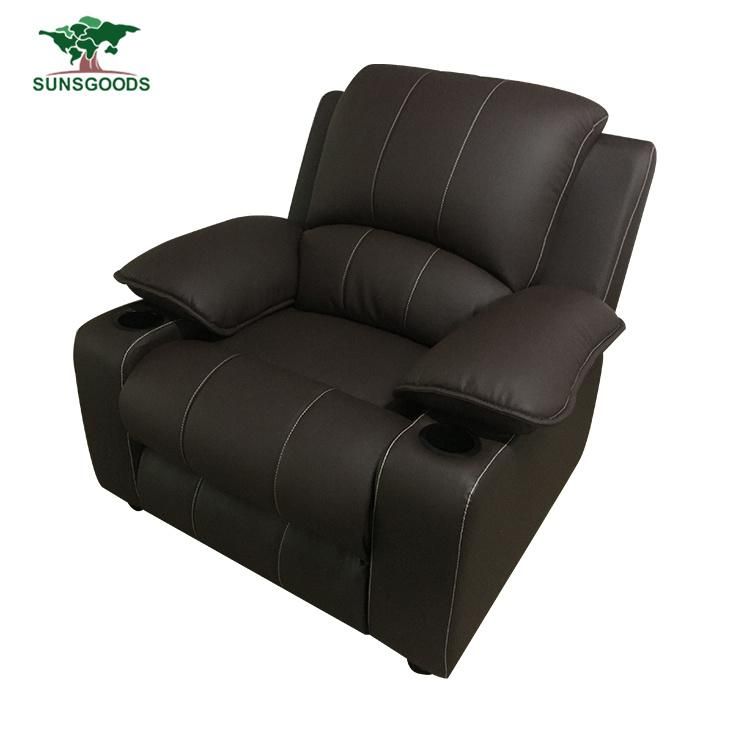 Chinese Italy Top Grain Full PU Leather Manual Recliner Seater Sofa Furniture