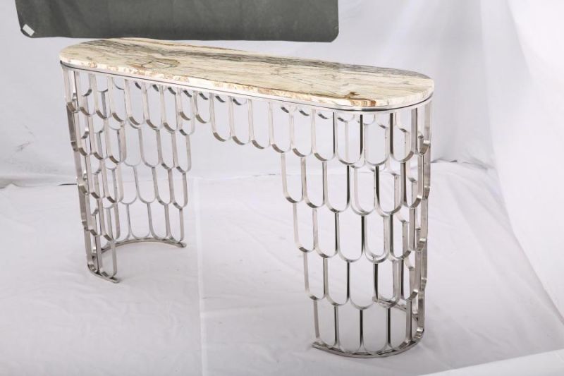 Rectangular Gold Frame and Black Marble Top Console Table Home Furniture