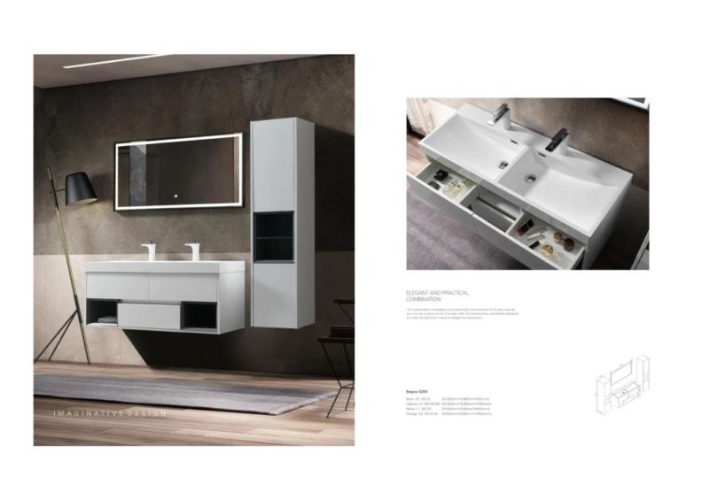 Customized MDF Wood Hotel Modern Wall Bathroom Vanity Bagno-1200