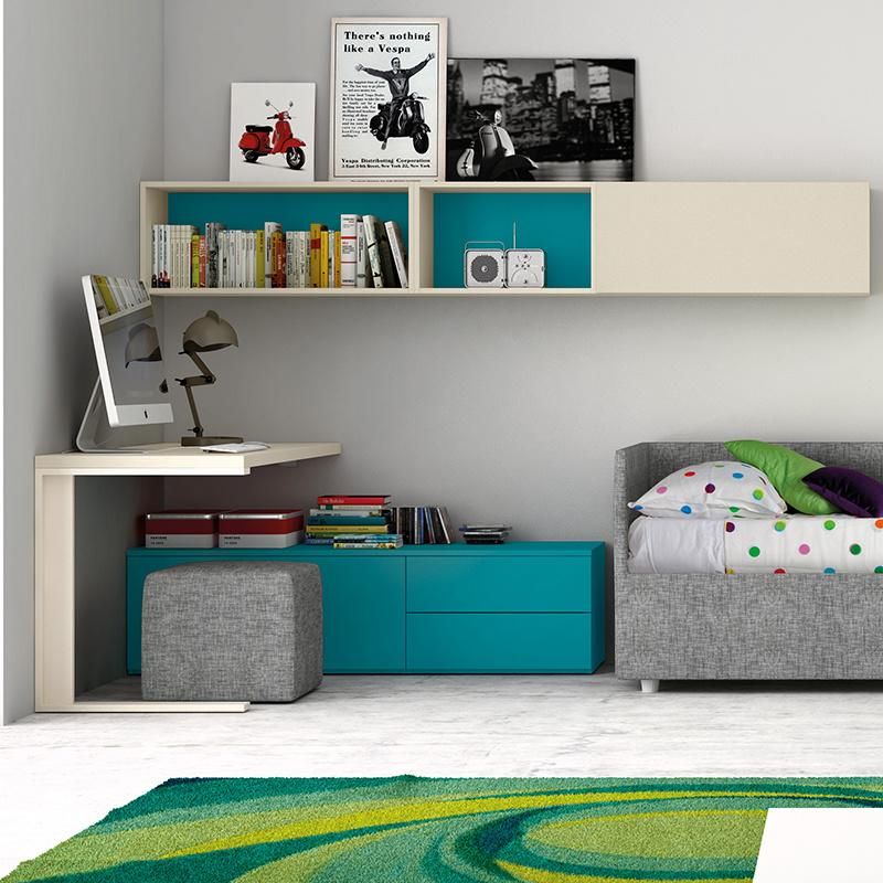 Nova High Quality Nordic Style Green Kids Bedroom Furniture Wooden Modern Kids Bed