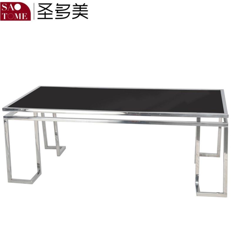 Modern Hotel Living Room Furniture Stainless Steel Black Glass Console Table