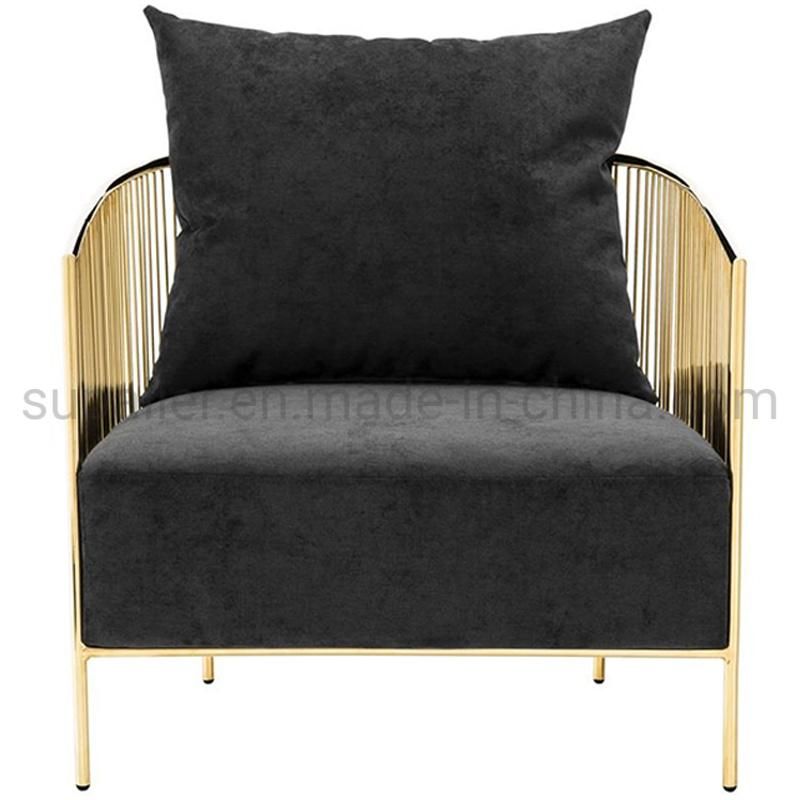 Cheap Price Event Furniture Black Velvet Gold Frame Single Sofa