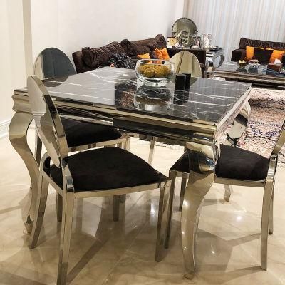 High Quality Luxury Coffee Table Modern Living Room Furniture Style Marble Top Stainless Steel Coffee Table