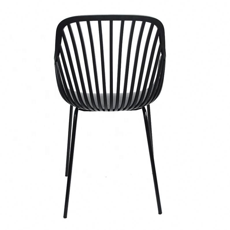 Modern Furniture Popular New Design PP Plastic Chair Metal Legs Back Arms Dining Chair