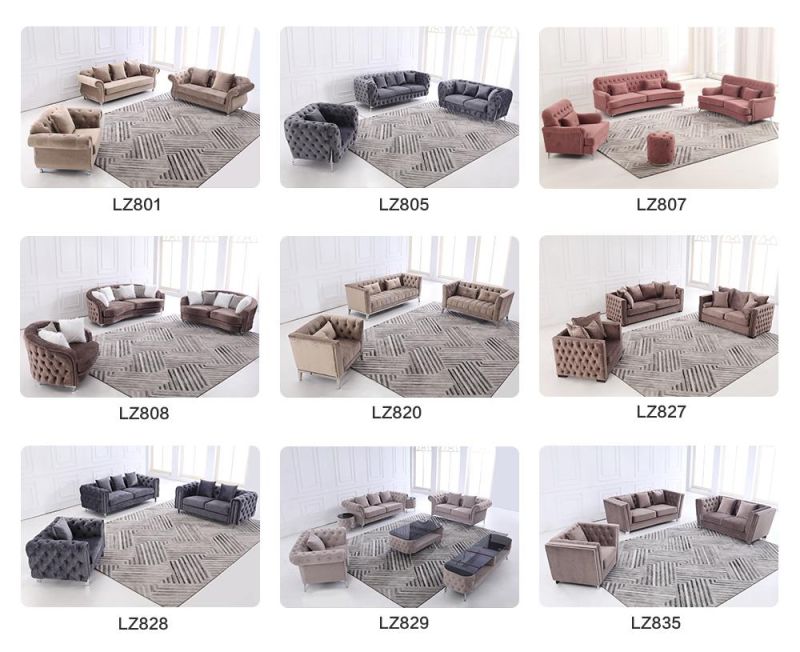 Factory Hot Sale Chesterfield European Style Fabric Home Living Room Sofa Furniture Sets