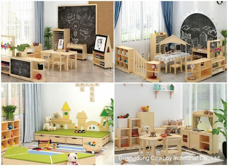 Cowboy Wooden Cabinet Children Chairs and Table for Kids Daycare Nursery Use