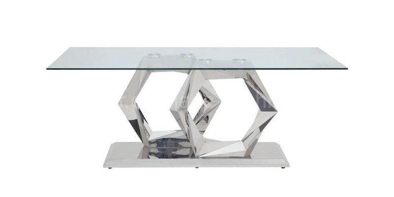 Home Furniture Set Latest Design Metal Stand Glass Dining Table