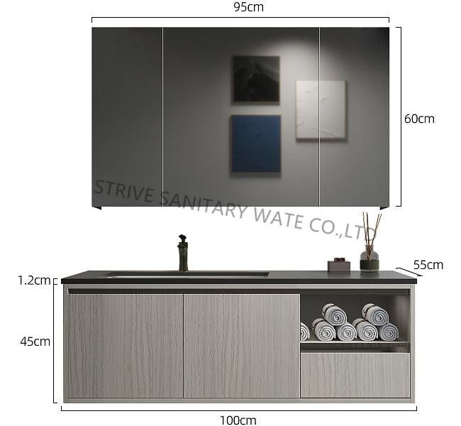 Modern Luxury Wall Mounted Bathroom Vanity with Touch Switch LED Mirror