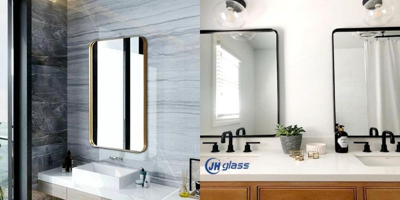 Horizontal or Vertical Wall Mounted Metal Black Framed Mirror Rectangle Mirror with Beautiful Metal Frame for Bathroom and Living Room