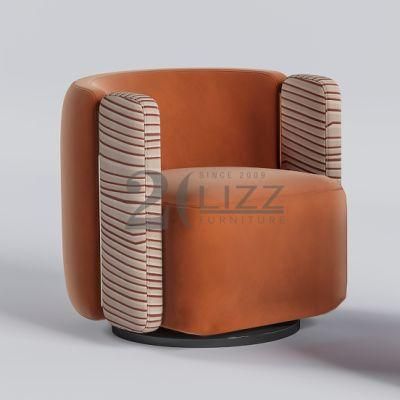 Hot Selling European Simple Design Living Room Furniture Modern Hotel Office Orange Fabric Leisure Chair