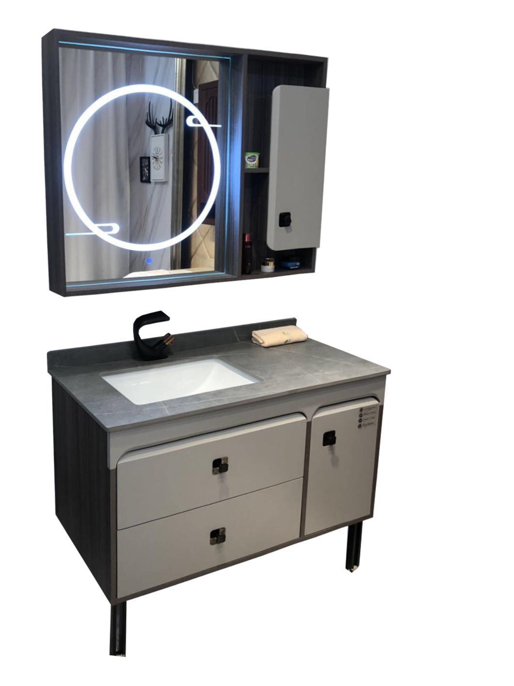 Modern Bathroom Vanities with LED Mirror Cabinet, Storage Organizer