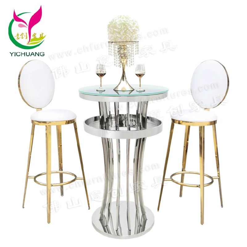 Nightclub Bar Stainless Steel KTV Scattered Table Furniture Tall Round Table