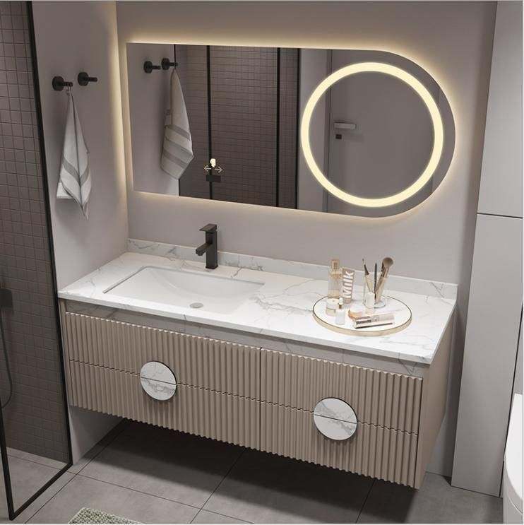 Simple Modern Rock Board Bathroom Cabinet Intelligent Dressing Mirror Bathroom Washstand Washbasin Combined Bathroom Cabinet