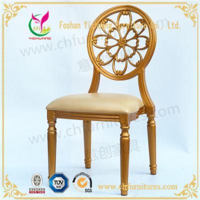 Yc-D231 Gold Aluminum Frame Round Back Restaurant Chair for Wedding Event