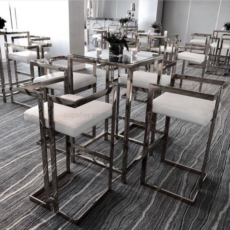 Northern Europe Style Metal Frame Upholstered Bar Stools