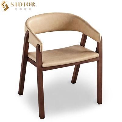 Nordic Ultra Modern Dining Chairs Solid Wood Upholstered Chair for Restaurant