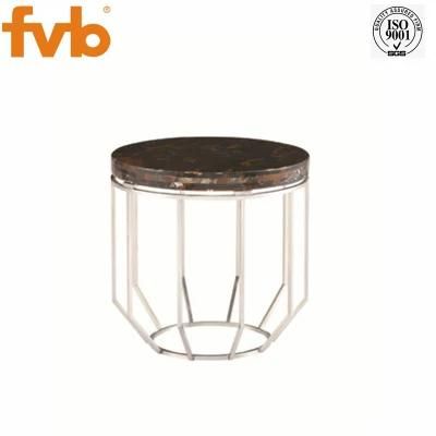 Medieval Luxury Metal Brown Furniture Living Room Coffee Table with Marble Top Gold