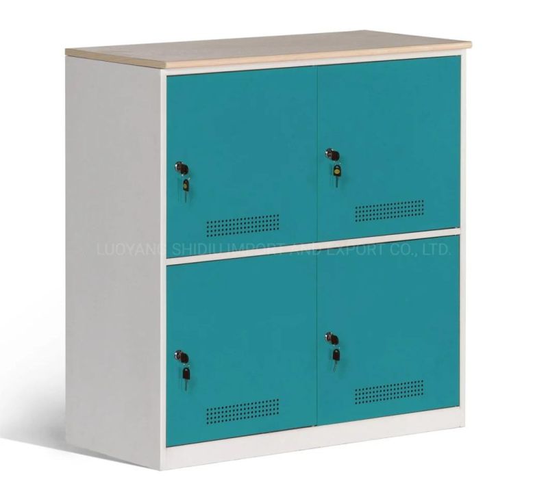 Modern 4 Doors Half Height Metal Storage Cabinets with Locks