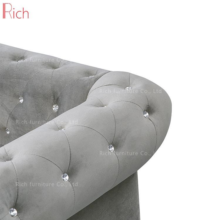 New Design Velvet Chesterfield Sofa Modern Upholstery Living Room Sofa Furniture 3 Seater