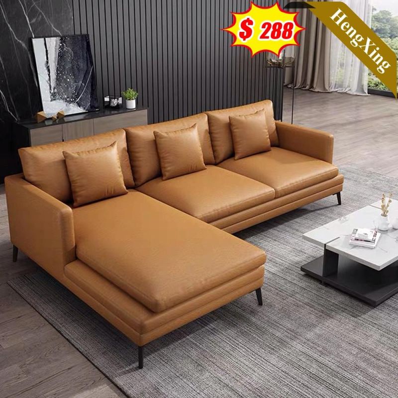 Brown Color PU Leather Fabric L Shape 1/2/3 Seat Sofas Set Modern Living Room Home Hotel Leisure Sofa