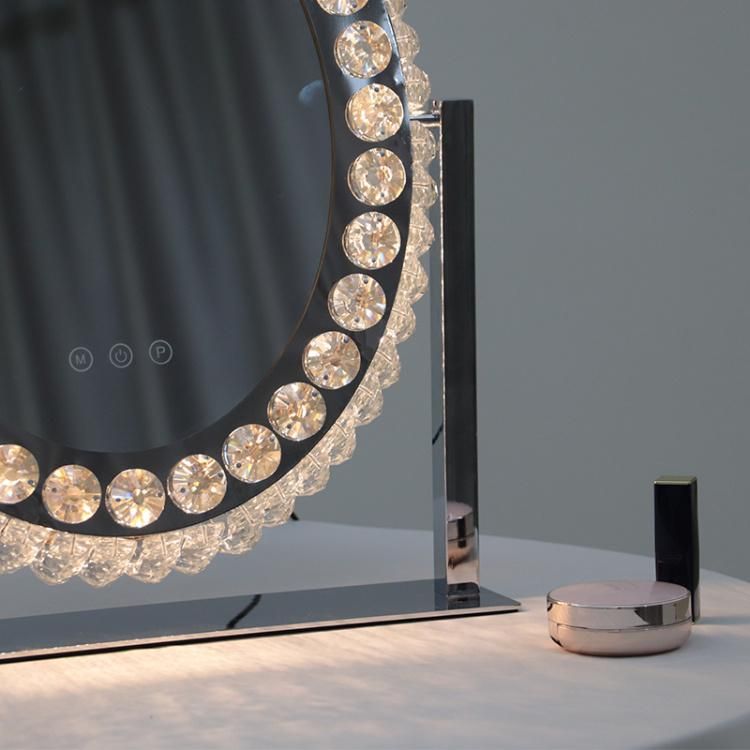 Oval Shape LED Crystal Makeup Cosmetic Mirror for Home Decor