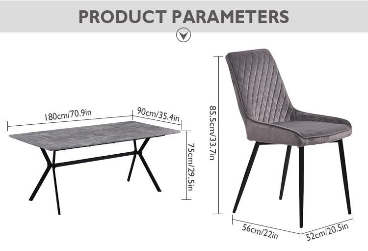 Natural Environmental Protection Kitchen Furniture Table Top Thickness Grey Dining Table Set