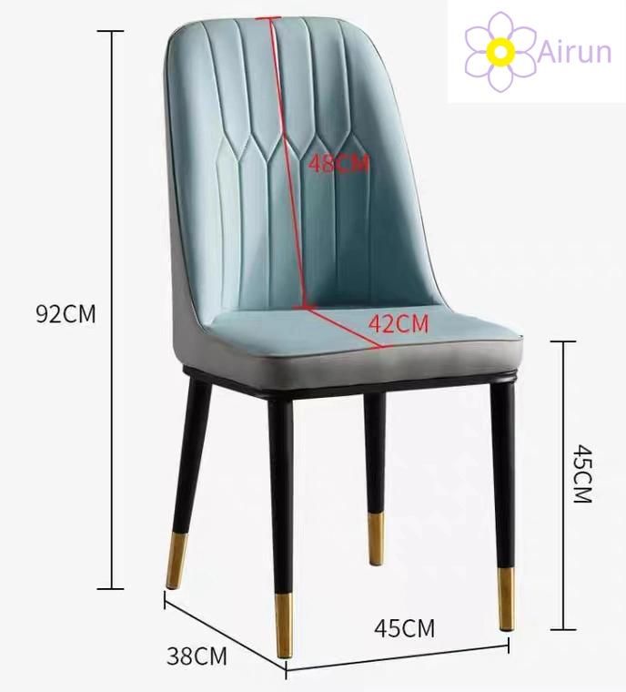 Leather Chair with Gilded Steel Legs and Backrest Living Room Chair Cadeiras Banquet Chair