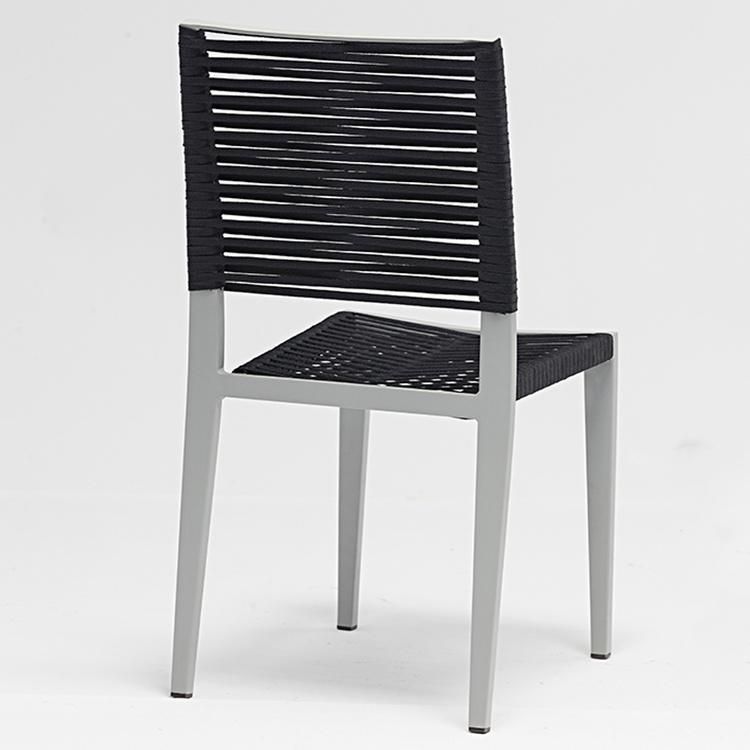 Black and White Aluminum Modern Outdoor Stacking Bistro Chair Patio Metal Furniture