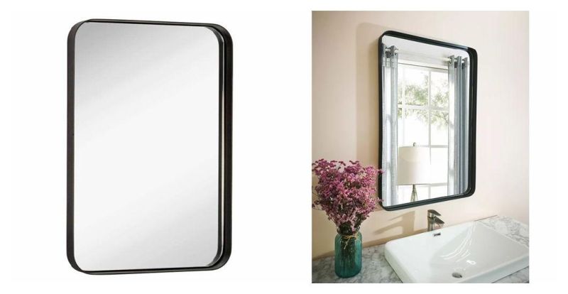 Rectangle Golden Black Bathroom Decorative Mirror Wall Mounted Vanity Decor Living Room Metal Frame Makeup Mirror