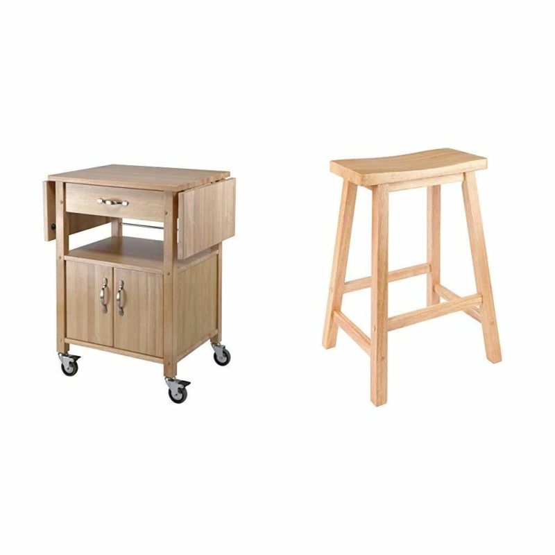 Wooden Deciduous Kitchen Carts and Sato Stools