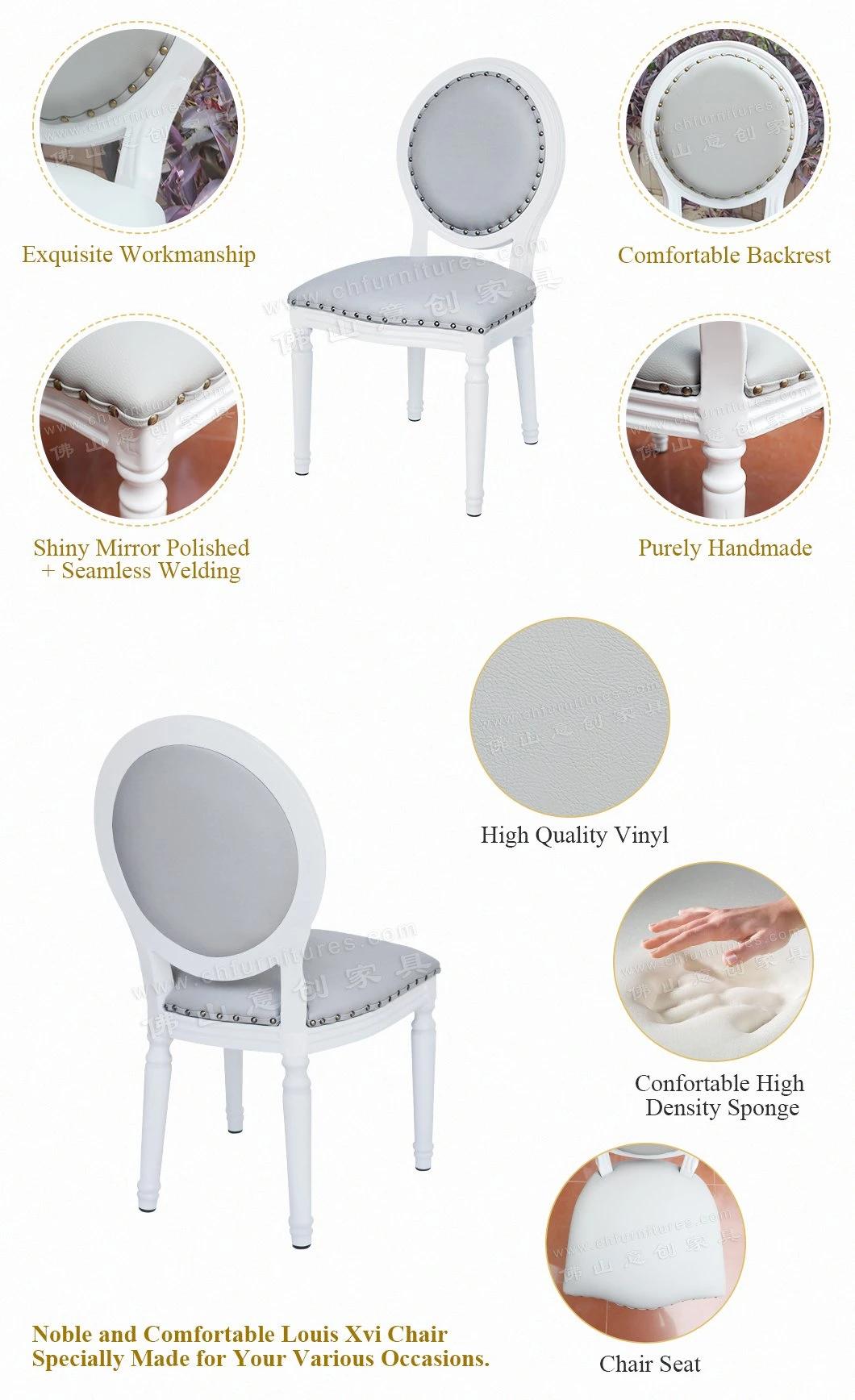 Yc-D17 Aluminum PU Leather Imitated White Louis Chair for Dining Room