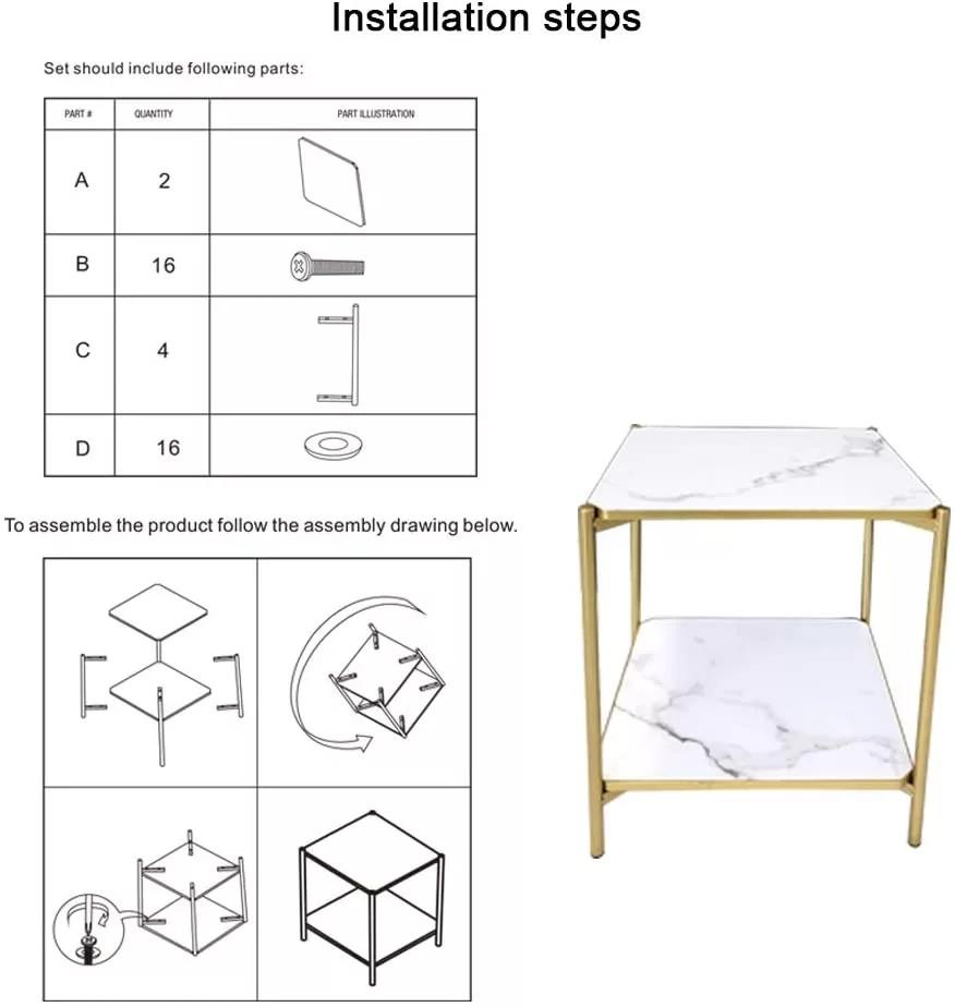 Modern Coffee Side Table Home Office Leisure Small Square Table White