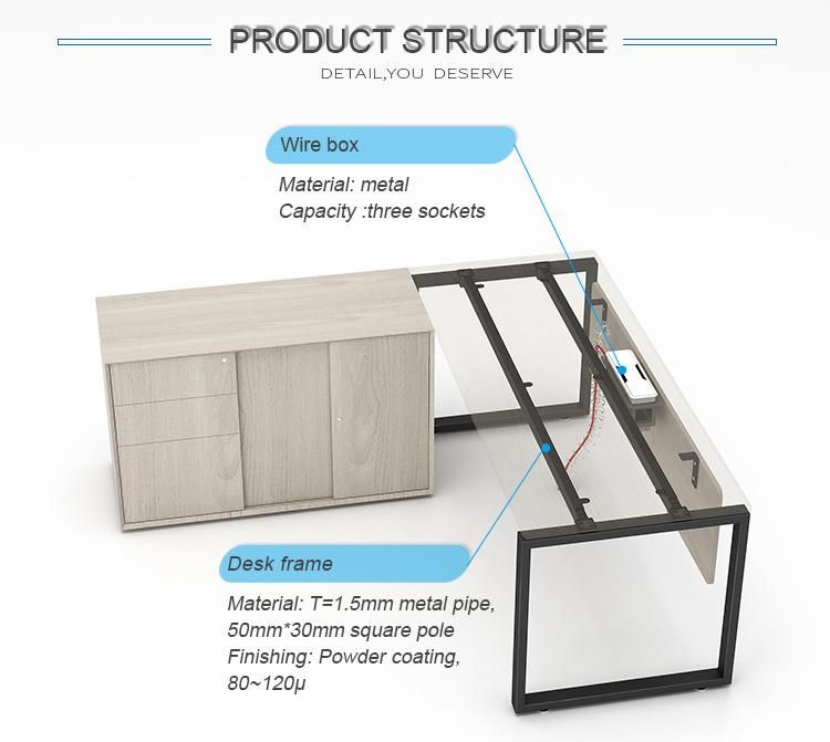 Modern Steel Office Furniture L Shaped 2 Seat Director Manager Desk